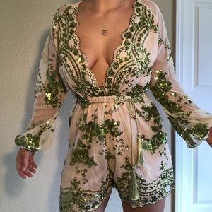 Sparkle green romper